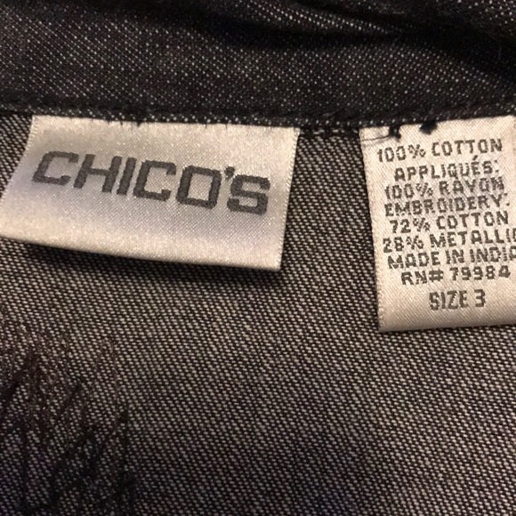 Chico’s jean blazer jacket w/copper embroidery. So much detail. - Picture 11 of 12